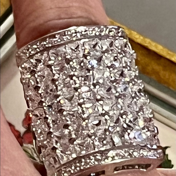 🌟🌟Hearts & Bling Signature Ring! CZs up to Knuckle Silver Ring-Iced Out Bling! - Picture 5 of 7